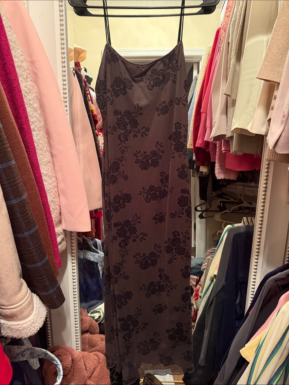 Women’s Floral Slip Maxi Skirt in Dark green
